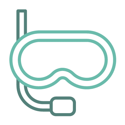 Flippin' Awesome Adventures Snorkel Mask Logo | Panama City Beach, Florida Dolphin Tours, Snorkeling Excursions, & Boat Trips led by Captain Chris, a marine biologist
