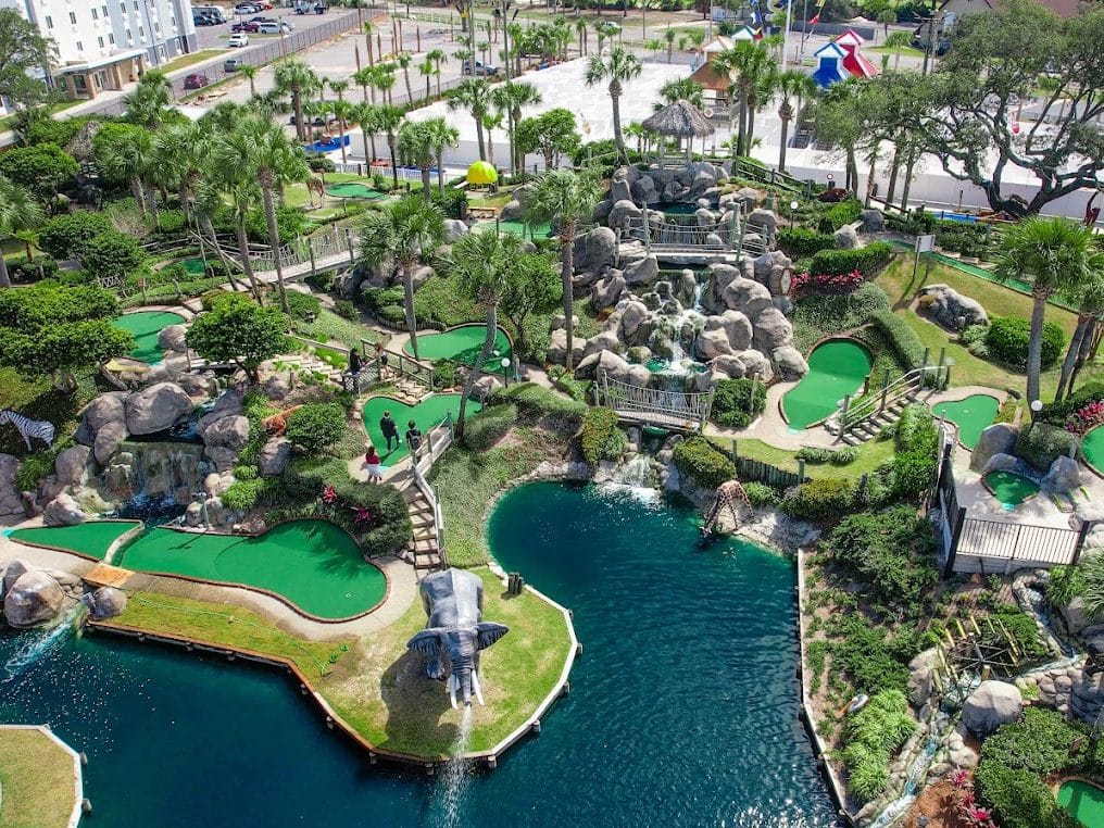 An aerial image of Coconut Creek Family Fun Park - one of the top outdoor activities in Panama City Beach.